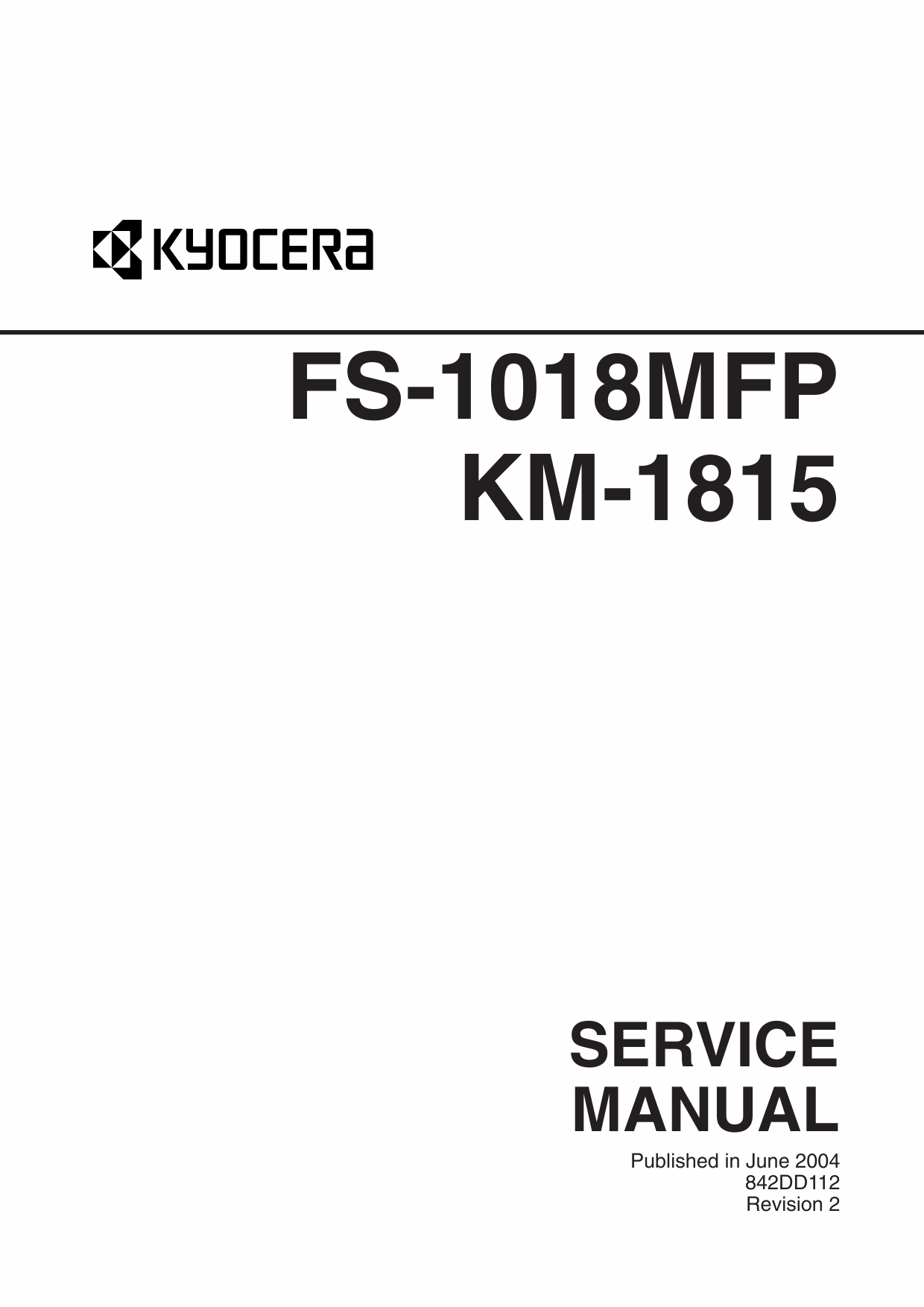 KYOCERA MFP FS-1018MFP KM-1815 Parts and Service Manual-1